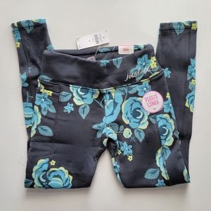 Justice Fleece Lined Leggings Floral Print